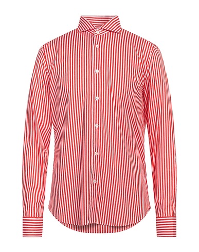 FEDELI Camisas de rayas Rojo 95% Algodón, 5% Elastán
