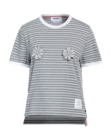 THOM BROWNE T-shirt Grigio 100% Cotone, Elastan, Viscosa