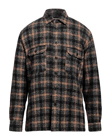 DESTIN チェック柄シャツ キャメル ウール 77% / ナイロン 19% / カシミヤ 3% / シルク 1%