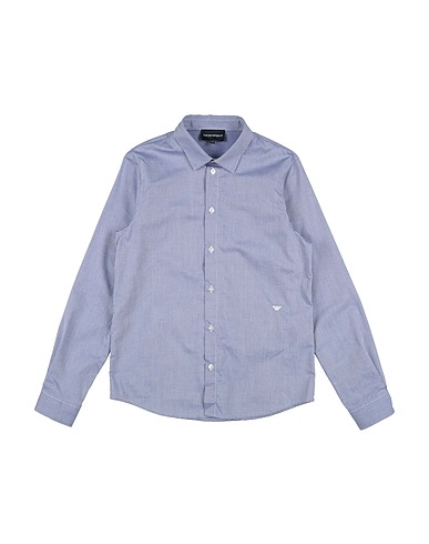 EMPORIO ARMANI Patterned shirt Slate blue 100% Cotton