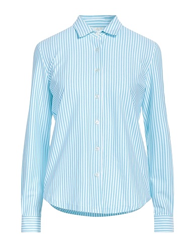 FEDELI Striped shirt Turquoise 60% Cotton, 28% Polyamide, 12% Elastane