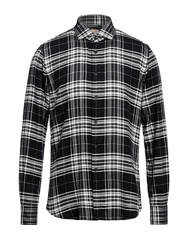 XACUS Checked shirt Black 52% Cotton, 48% Lyocell