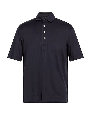 ZEGNA Polo shirt Midnight blue 50% Silk, 50% Cotton