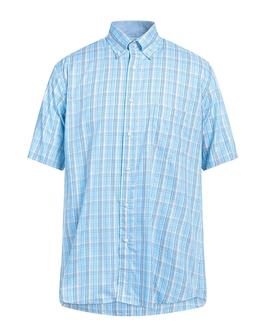 MIRTO Checked shirt Sky blue 100% Cotton
