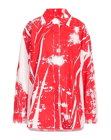 JOAO MARASCHIN Patterned shirts & blouses Red 90% Cotton, 10% Viscose