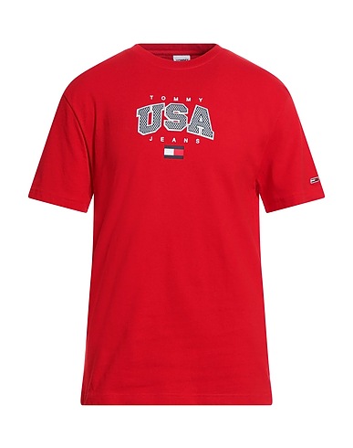 TOMMY JEANS T-shirt Red 100% Cotton