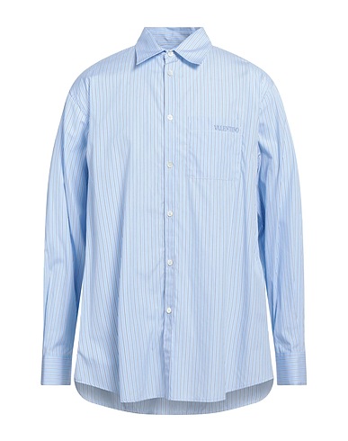 VALENTINO GARAVANI Striped shirt Sky blue 100% Cotton, Polyester