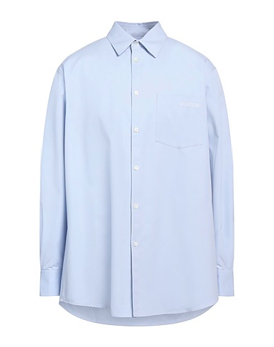 VALENTINO GARAVANI Solid colour shirt Sky blue 100% Cotton, Polyester