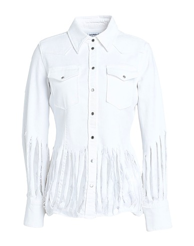 DONDUP Denim shirt White 92% Cotton, 6% Elastomultiester, 2% Elastane