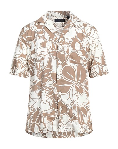 LARDINI Patterned shirt Khaki 100% Cotton