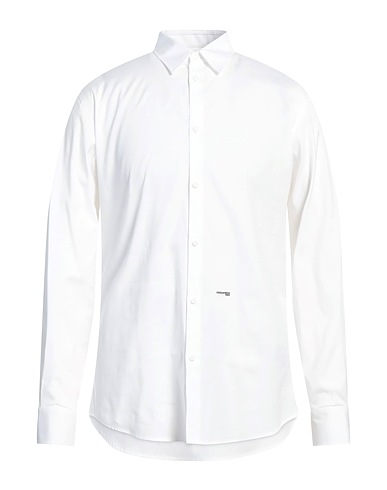 DSQUARED2 Solid colour shirt White 97% Cotton, 3% Elastane