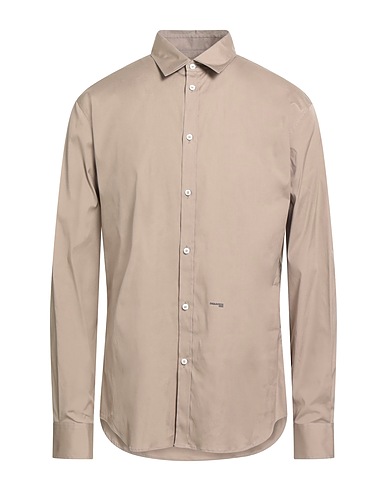 DSQUARED2 Solid colour shirt Taupe 97% Cotton, 3% Elastane