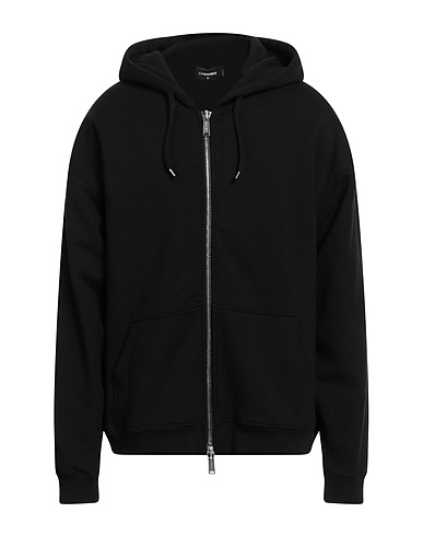 DSQUARED2 Hooded track jacket  Black 100% Cotton, Elastane