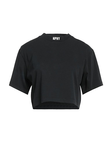 HERON PRESTON Crop top Black 100% Cotton, Polyester
