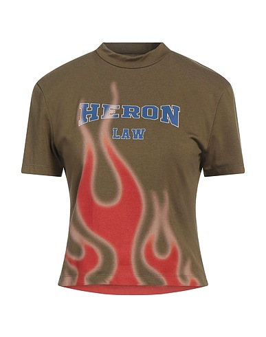 HERON PRESTON Crop top Military green 65% Cotton, 28% Polyester, 7% Elastane