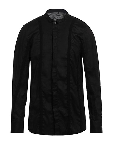 MASNADA Solid colour shirt Black 100% Ramie