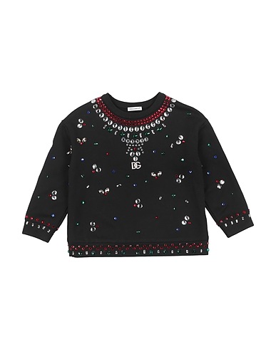 DOLCE&GABBANA Sweatshirt Black 100% Cotton, Glass, Brass, Crystal