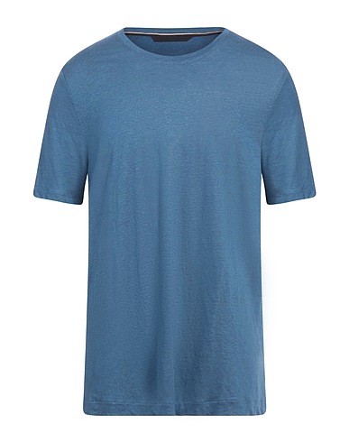 TOMMY HILFIGER Basic T-Shirt Blue 93% Linen, 7% Polyamide