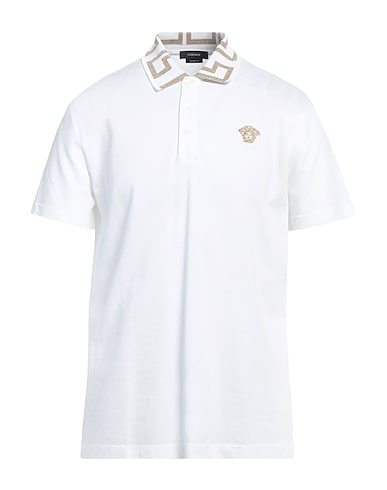 VERSACE Polo shirt White 100% Cotton, Polyamide, Viscose, Metallic Polyester, Polyester