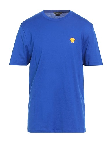 VERSACE Basic T-Shirt Bright blue 100% Cotton, Polyester