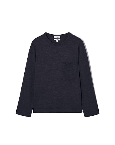 COS ベーシックTシャツ ミッドナイトブルー リサイクルポリエステル 60% / ウール 40%