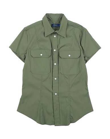 POLO RALPH LAUREN Solid colour shirt Military green 81% Cotton, 16% Nylon, 3% Elastane