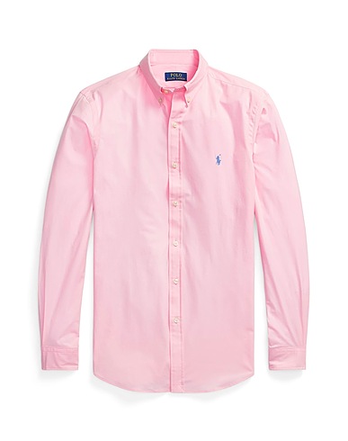POLO RALPH LAUREN Solid colour shirt  SLIM FIT STRETCH POPLIN SHIRT 
 Pink 91% Cotton, 9% Elastane