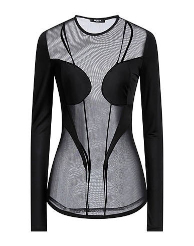 BALMAIN Top Black 95% Polyester, 5% Elastane