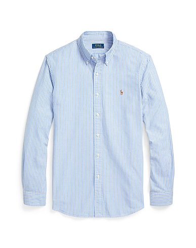 POLO RALPH LAUREN Gestreiftes Hemd  CUSTOM FIT STRIPED OXFORD SHIRT 
 Hellblau 100% Baumwolle