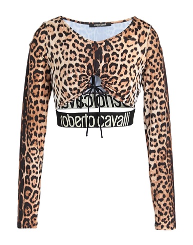 ROBERTO CAVALLI Top Beige 86% Polyester, 14% Elastane
