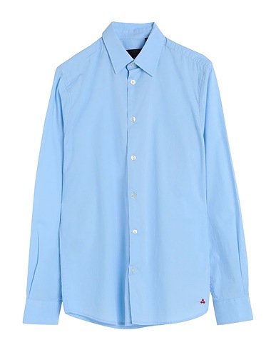 PEUTEREY Solid colour shirt Sky blue 100% Linen