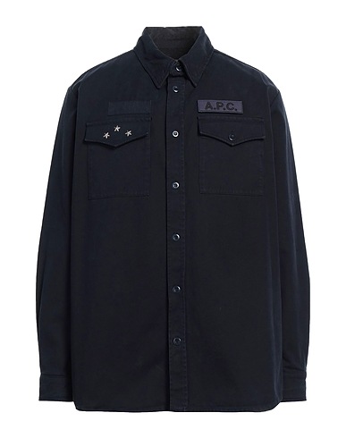 A.P.C. Shirts Navy blue 100% Cotton