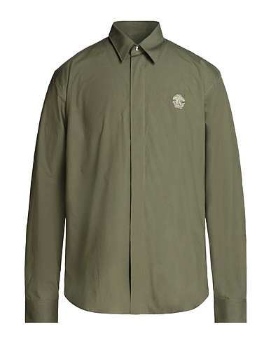 ROBERTO CAVALLI Camicia tinta unita Verde militare 100% Cotone, Madreperla