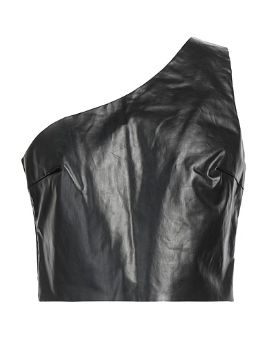 KASSL EDITIONS One-shoulder top Black 61% Polyurethane, 39% Cotton