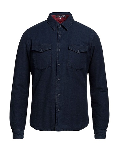 BORSA GARAGE Camicia tinta unita Blu notte 100% Cotone