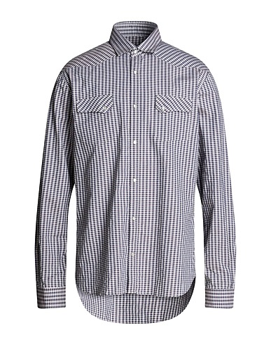 BORSA Checked shirt Navy blue 100% Cotton