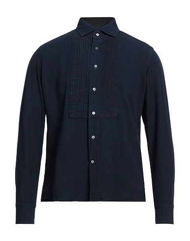 TAGLIATORE Solid colour shirt Midnight blue 100% Cotton