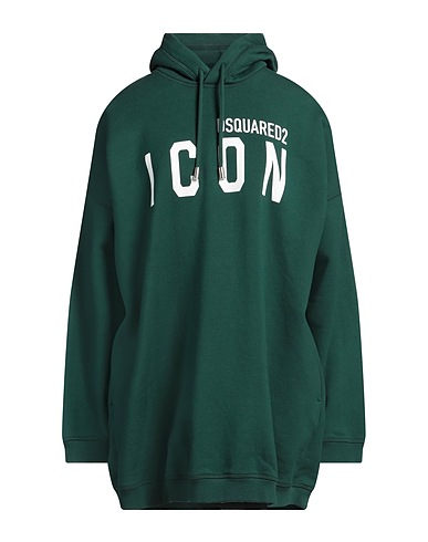 DSQUARED2 Hooded track jacket  Emerald green 100% Cotton, Elastane