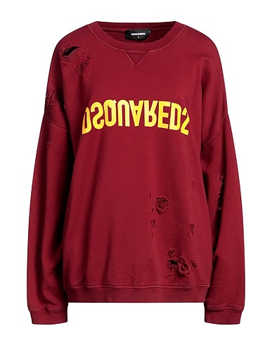 DSQUARED2 Sweatshirt Burgundy 100% Cotton, Elastane