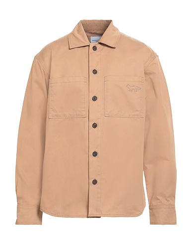 MAISON KITSUNÉ Einfarbiges Hemd Kamel 100% Baumwolle