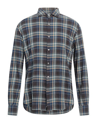 BROOKSFIELD Checked shirt Deep teal 99% Cotton, 1% Elastane