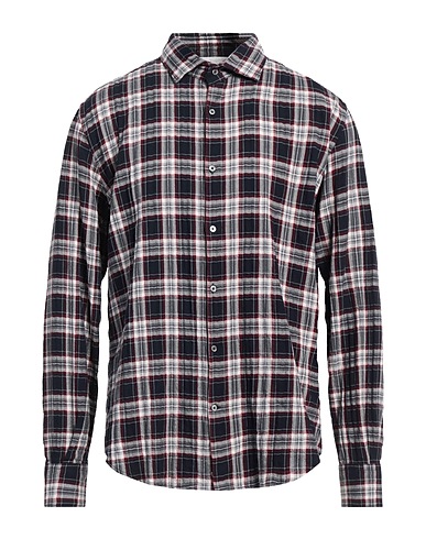 BROOKSFIELD Checked shirt Midnight blue 99% Cotton, 1% Elastane