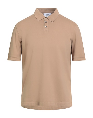 ALPHA STUDIO Polo shirt Khaki 98% Cotton, 2% Elastane