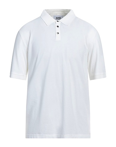 ALPHA STUDIO Polo shirt White 98% Cotton, 2% Elastane
