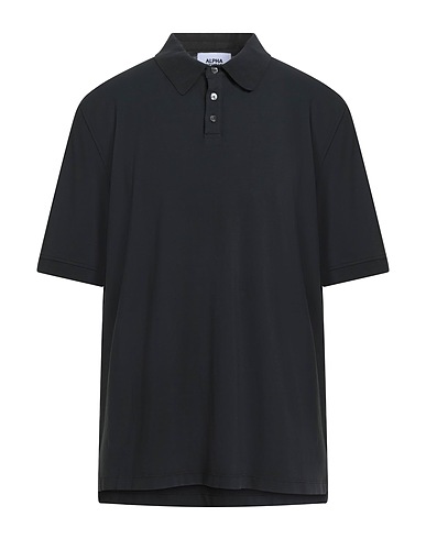 ALPHA STUDIO Polo shirt Black 98% Cotton, 2% Elastane