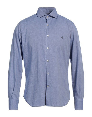BROOKSFIELD Solid colour shirt Navy blue 100% Cotton