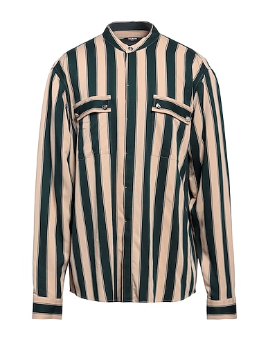 BALMAIN Striped shirt Dark green 89% Viscose, 11% Polyamide