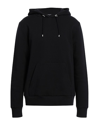 BALMAIN Hooded track jacket  Black 98% Cotton, 2% Elastane, Wool, Polyester