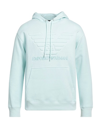 EMPORIO ARMANI Hooded track jacket  Sky blue 100% Cotton