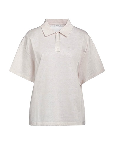 PESERICO Polo shirt Beige 50% Cotton, 50% Linen